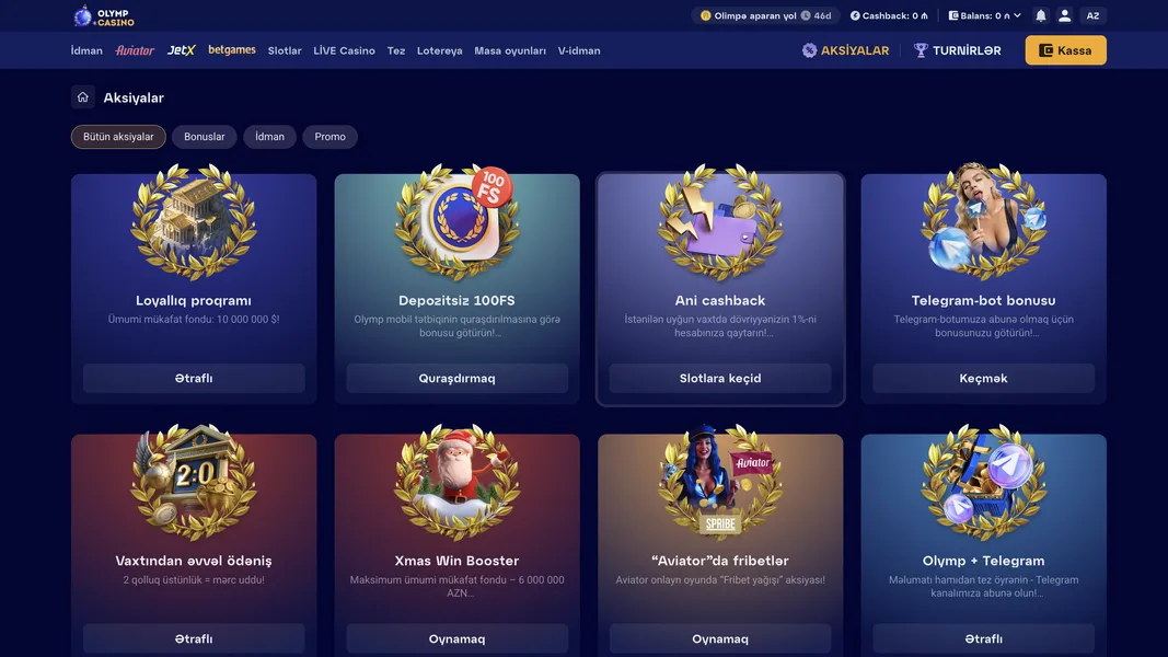 Bonuslar, aksiyalar və fərdi təkliflər